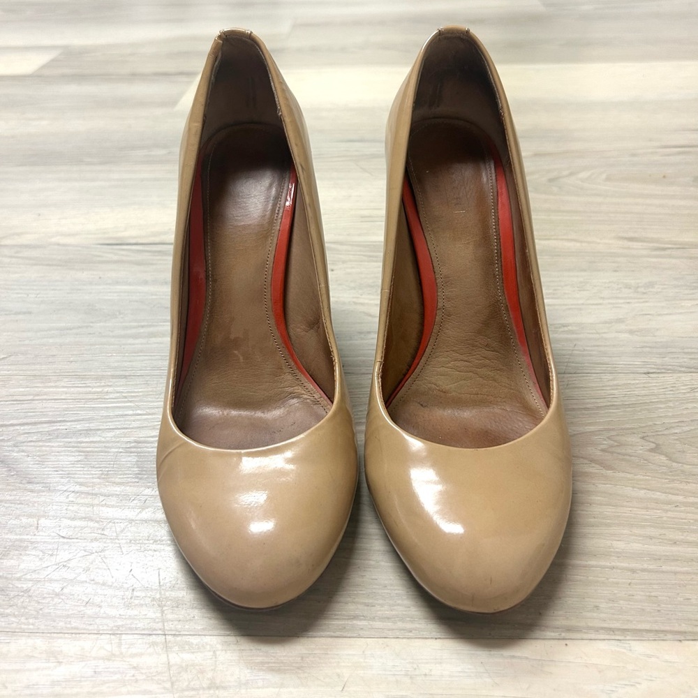 Coach Pumps Tan Patent Leather Classic Slip On Women Sz 9.5B Office Work Heels - Picture 5 of 12